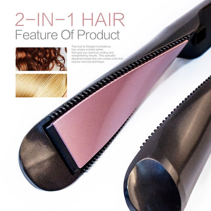 2 In 1 Hair Straightener and Curler Curling Iron for All Hair Types
