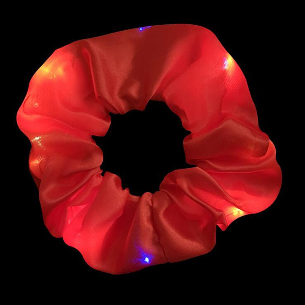 Girls LED Luminous Scrunchies Hairband Ponytail Holder Headwear