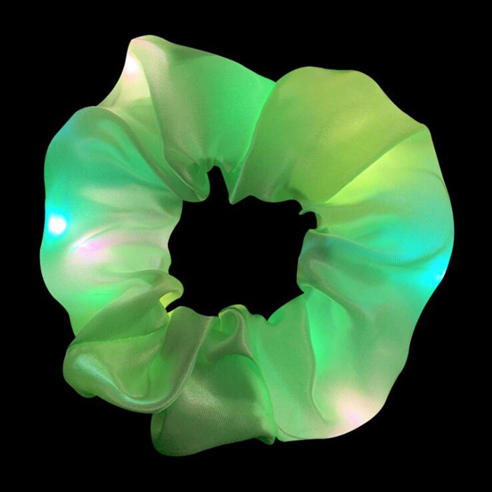 Girls LED Luminous Scrunchies Hairband Ponytail Holder Headwear