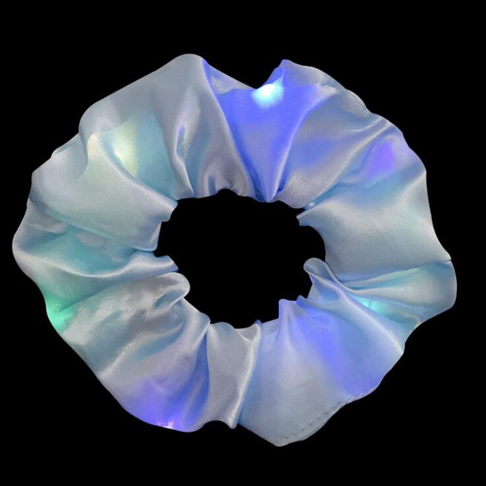 Girls LED Luminous Scrunchies Hairband Ponytail Holder Headwear