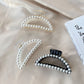 Women Elegant Big Pearls Hair Clip Acrylic Hair Claw Clips Big Size