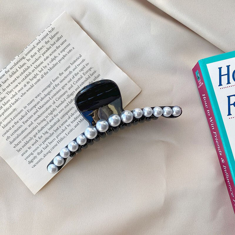 Women Elegant Big Pearls Hair Clip Acrylic Hair Claw Clips Big Size