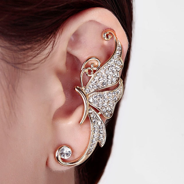 New Silver Plated Angel Wing Stylist Crystal Earrings Drop Dangle Ear Stud For Women