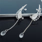 New Silver Plated Angel Wing Stylist Crystal Earrings Drop Dangle Ear Stud For Women