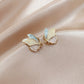 Women Trendy Long Butterfly Clip Earrings  Hook Pearl Ear Clips Without Pierced Ears Chain Earrings