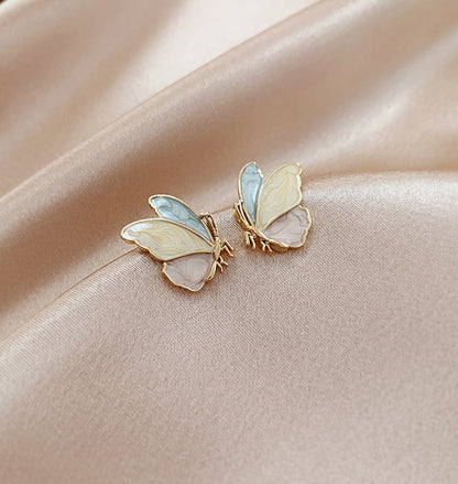 Women Trendy Long Butterfly Clip Earrings  Hook Pearl Ear Clips Without Pierced Ears Chain Earrings