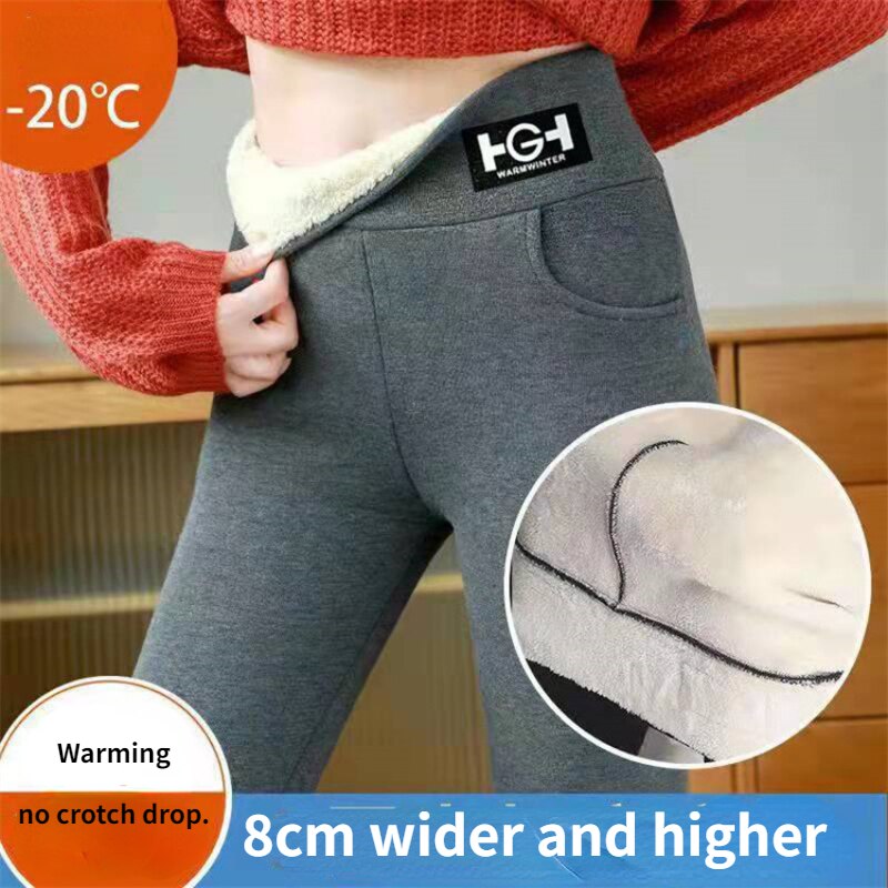 Free shipping Winter Women's Thicken Lambwool Leggings Ankle-length Pants Hight Waist Pantalon christmas