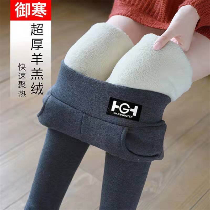 Free shipping Winter Women's Thicken Lambwool Leggings Ankle-length Pants Hight Waist Pantalon christmas