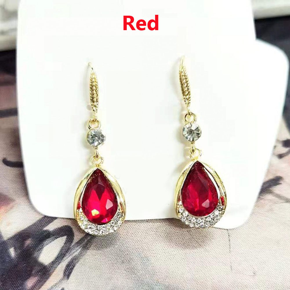 1 Pair Women Drop Eearring Fashion Wedding Party Rhinestone Earrings Jewerly Accessories