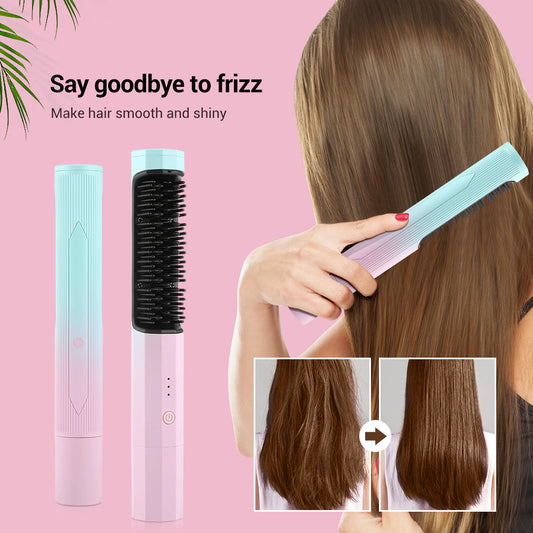 USB 2 In 1 Professional Hot Comb Straightener for Wigs Hair Curler Straightener Comb christmas gift