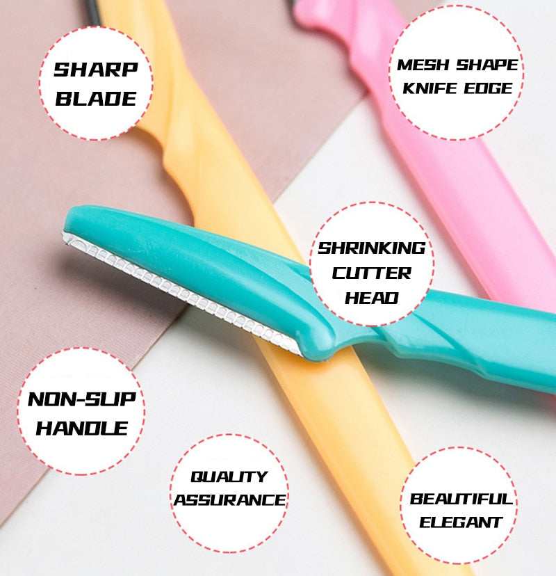 10 Pcs Eyebrow Razor Eyebrow Trimmer Hair Remover Set Women Face Razor Eyebrow Trimmers Blades Shaving Tool