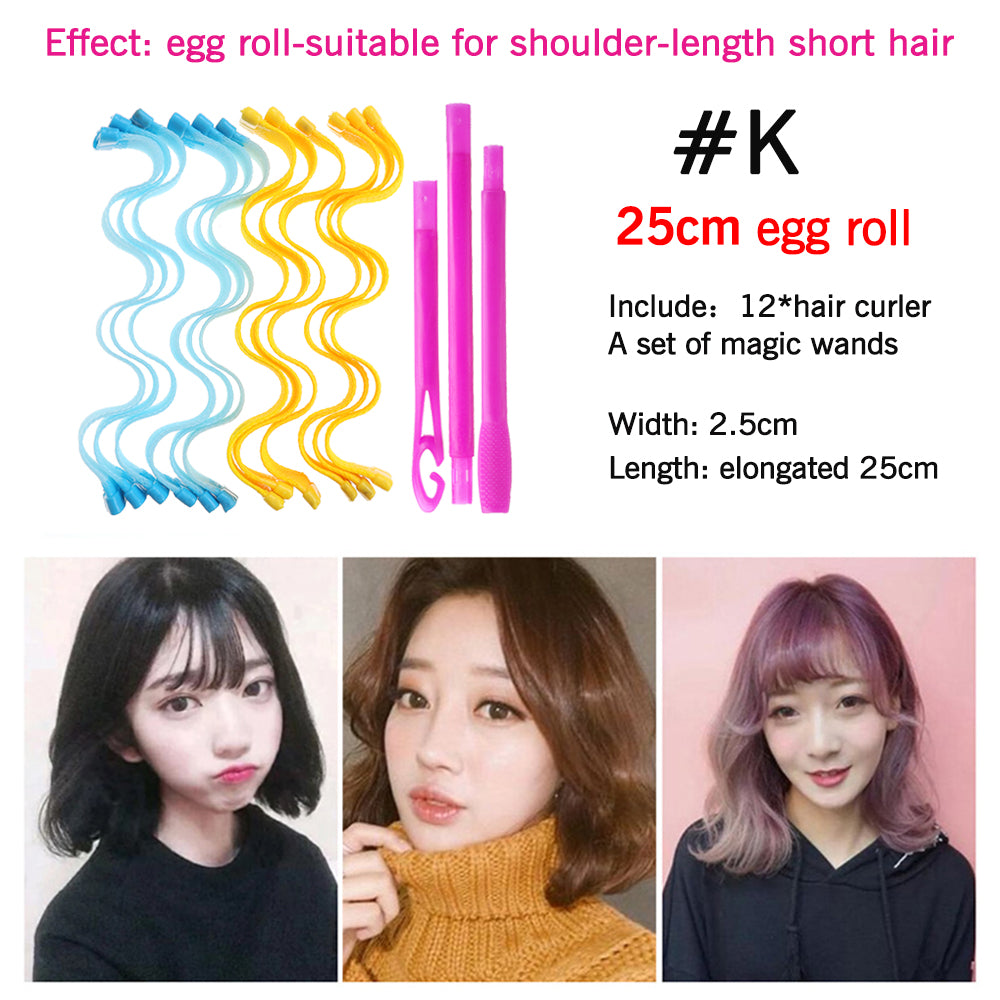 12PCS Magic Hair Curlers 25 30 45 50 65CM DIY Durable Portable Hairstyle Rollers Sticks