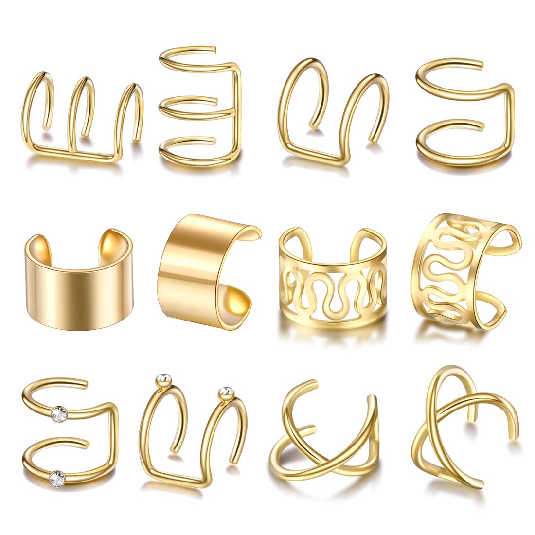 3PC Brass Snake Earing Clips Without Piercing Punk Non Pierced Clip Earrings for Women Men