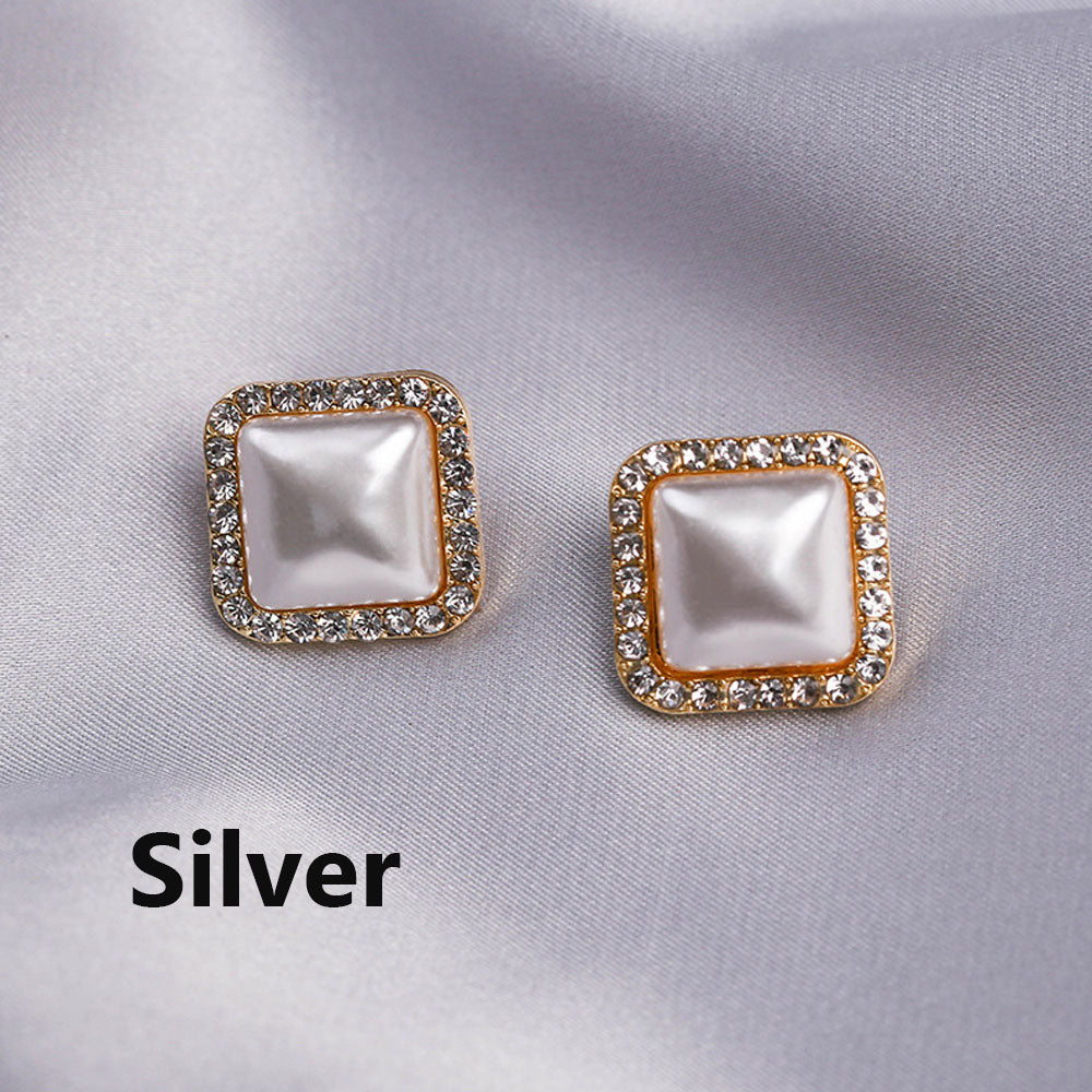 1 Pair Women Geometric Rhinestones Earrings Fashion Sweet Ear Stud Jewelry Accessories