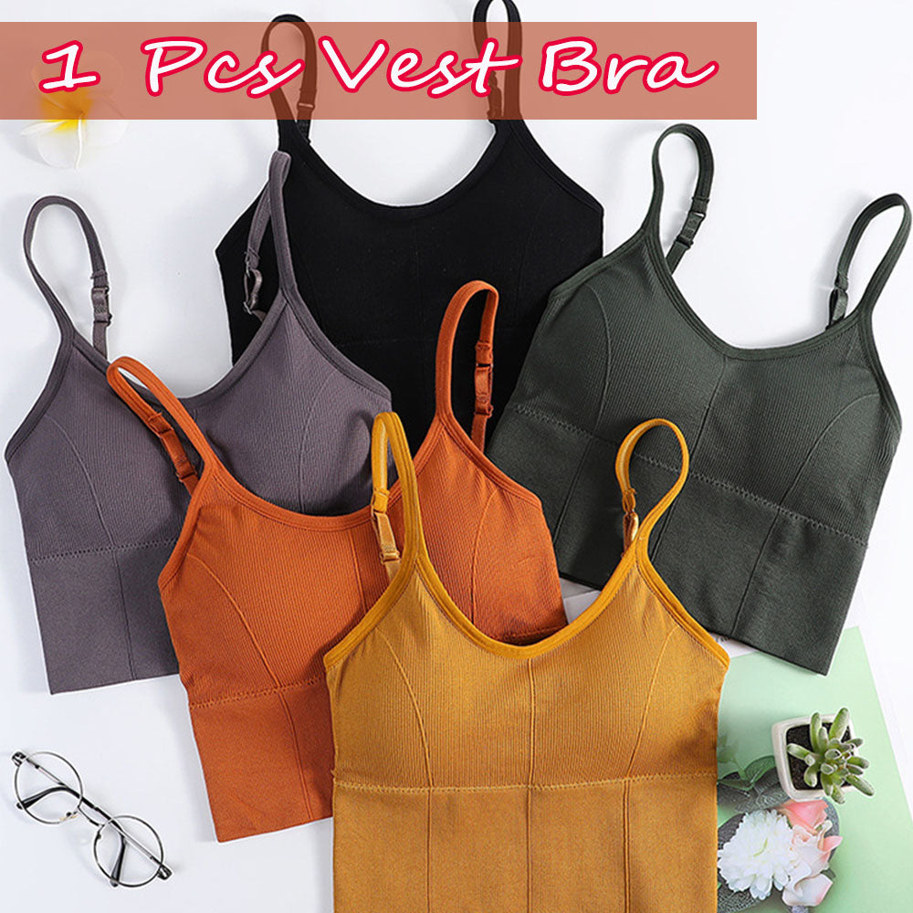 1 Pcs Casual Women Underwear Shear Seamless Vest Bra Tops Slim Solid Color Crop Top Without Steel Ring Ladies Slim Vest Top