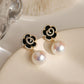 1 Pair Women Flower Pearls Earrings Fashion Elegant Drop Ear Stud Jewerly Accessories