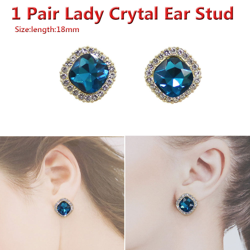 1 Pair Lady Fashion Exquisite Crytal Ear Stud Elegant Sweet Earrings Jewerly Accessories