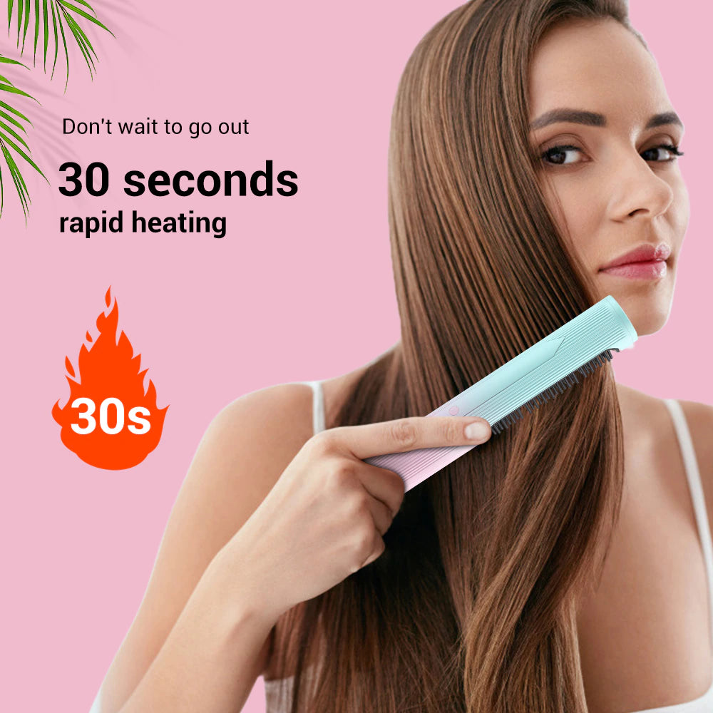 USB 2 In 1 Professional Hot Comb Straightener for Wigs Hair Curler Straightener Comb christmas gift