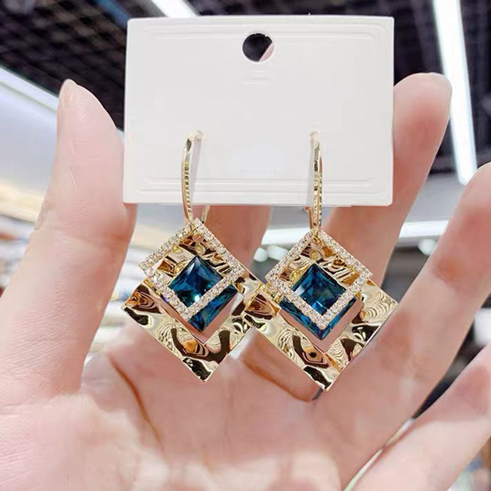 1 Pair Fashion Women Geometric Earrings Elegant Crystal Earrings Jewelry Accessories