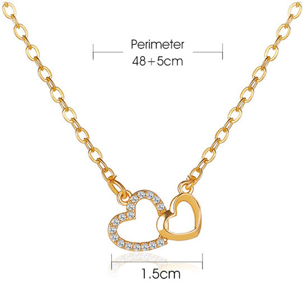 1 Pcs Women Fashion Heart Shaped Necklace Exquisite Crystal Pendant Gold Clavicle Chain