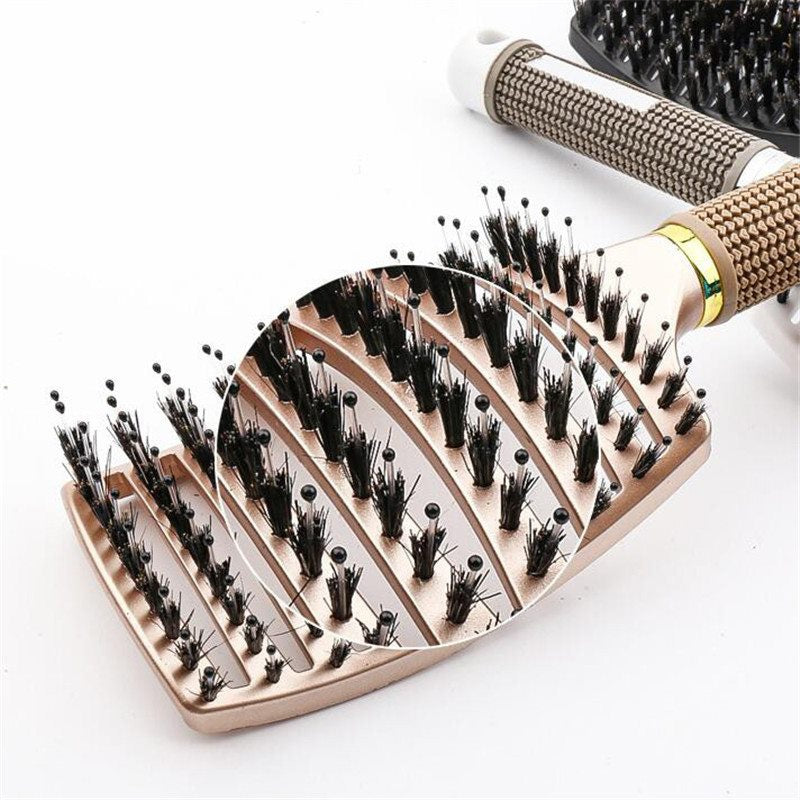 Bristles Massage Hair Comb Professional Straight and Curly Hair-styling Hair Brush