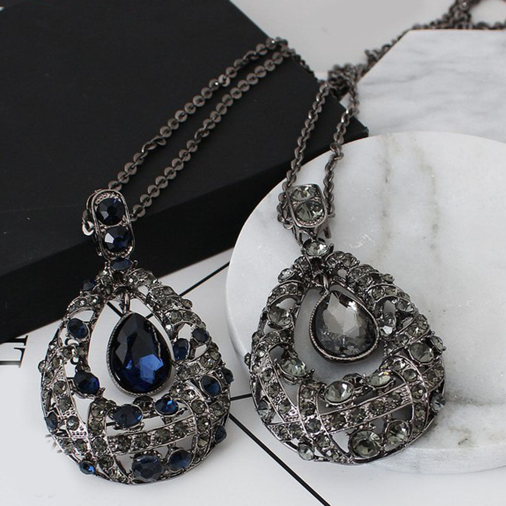 1 Pcs Ladies Fashion Rhinestone Pendant Necklace Hundred Matching Ornaments Decorative Sweater Chain Necklace