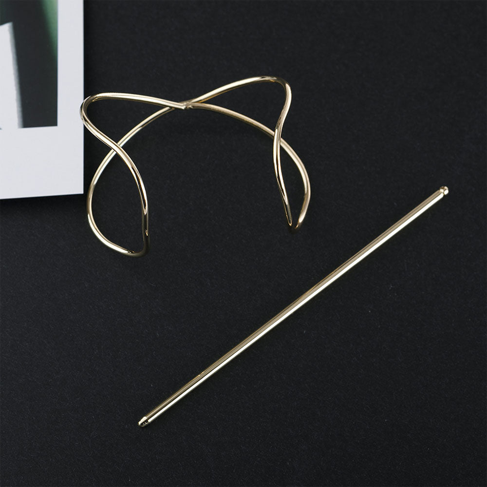 1 Pcs Hair Accessories Clips Stick Bun Holder Cage Metal Vintage Gold Silver Women Fashion Hairwear