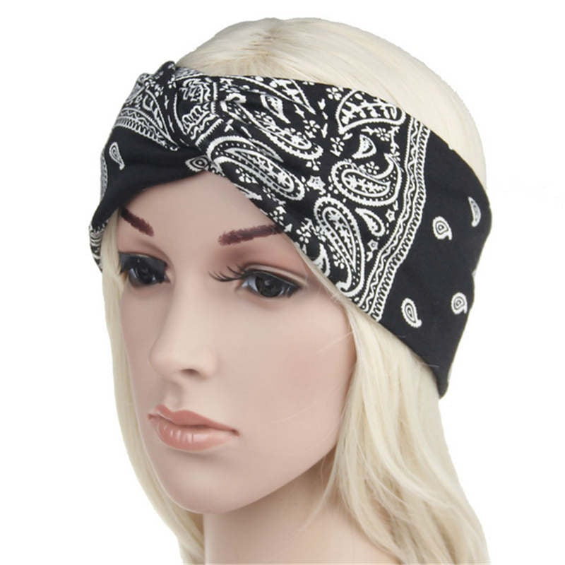 1 Pcs Women Fashion Print Headband Korean Style Elastic Hairband Hair Accessoriess