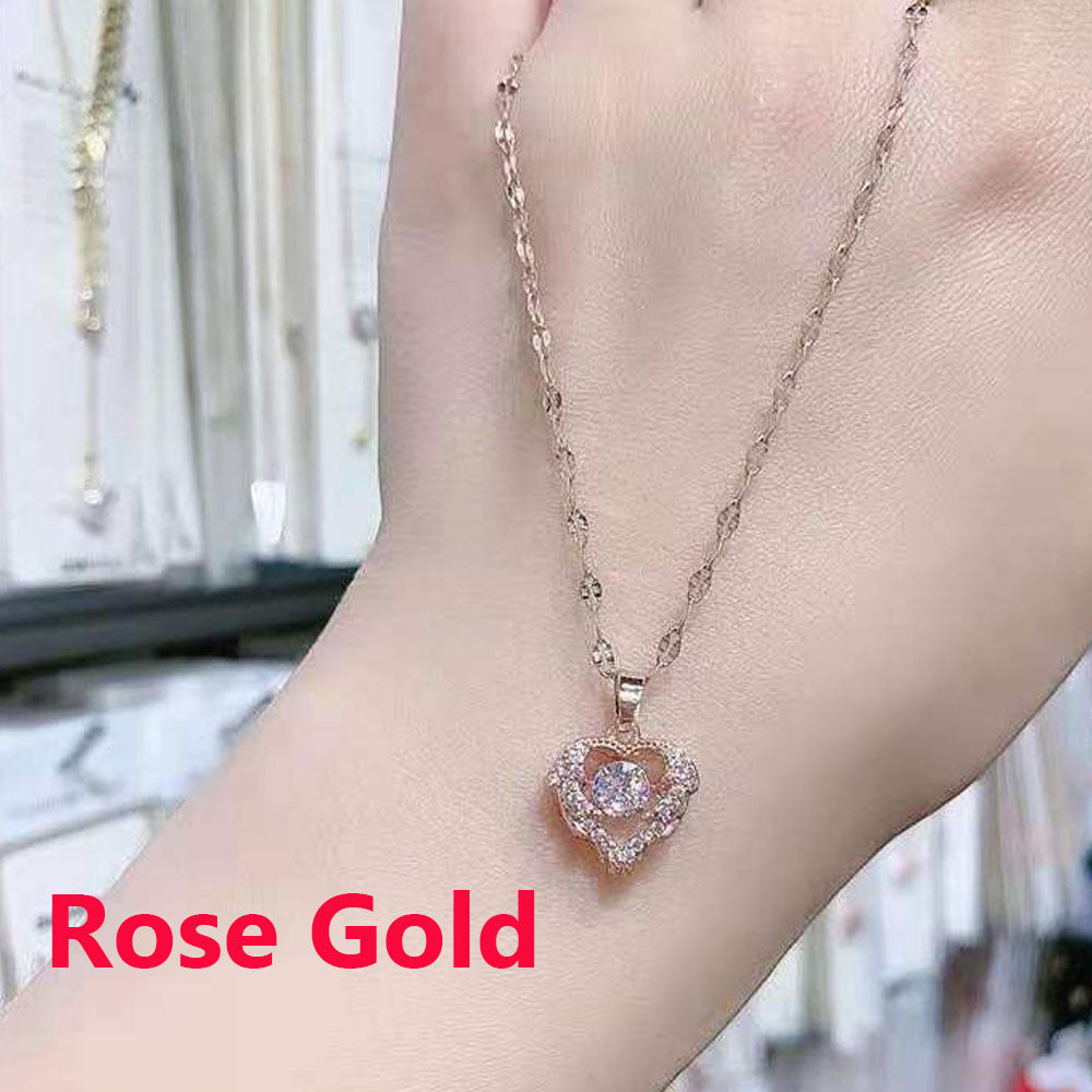 1 Pcs Fashion Women Heart Shape Rhinestone Necklace Eleagnt Sweet Pendant Necklace