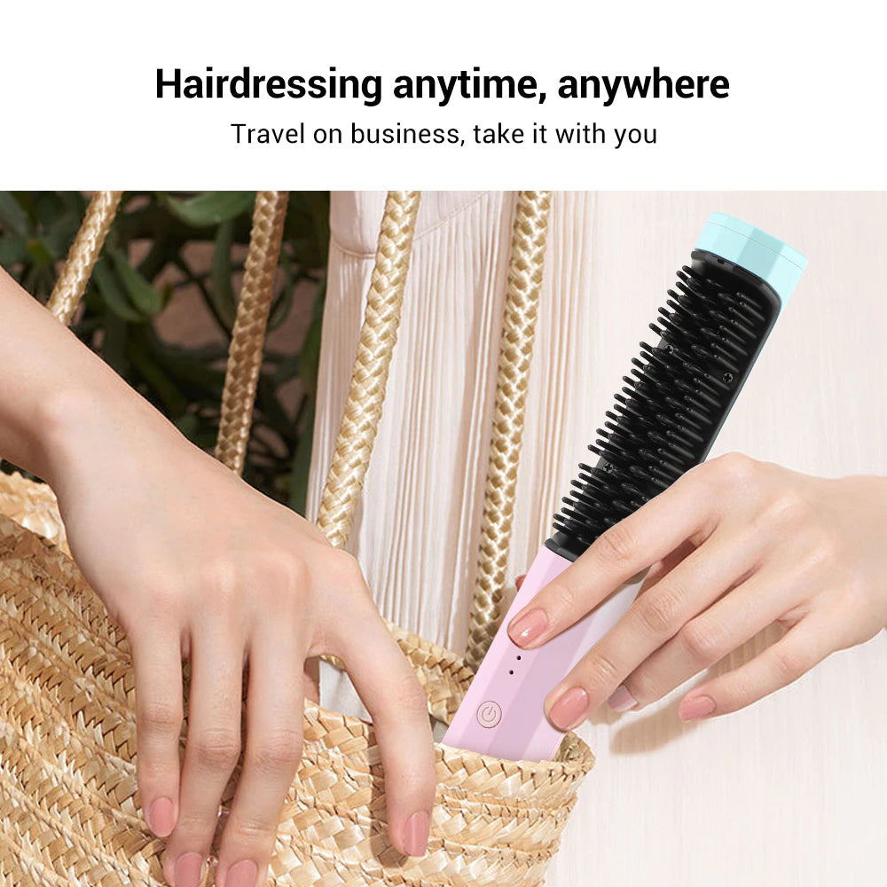 USB 2 In 1 Professional Hot Comb Straightener for Wigs Hair Curler Straightener Comb christmas gift