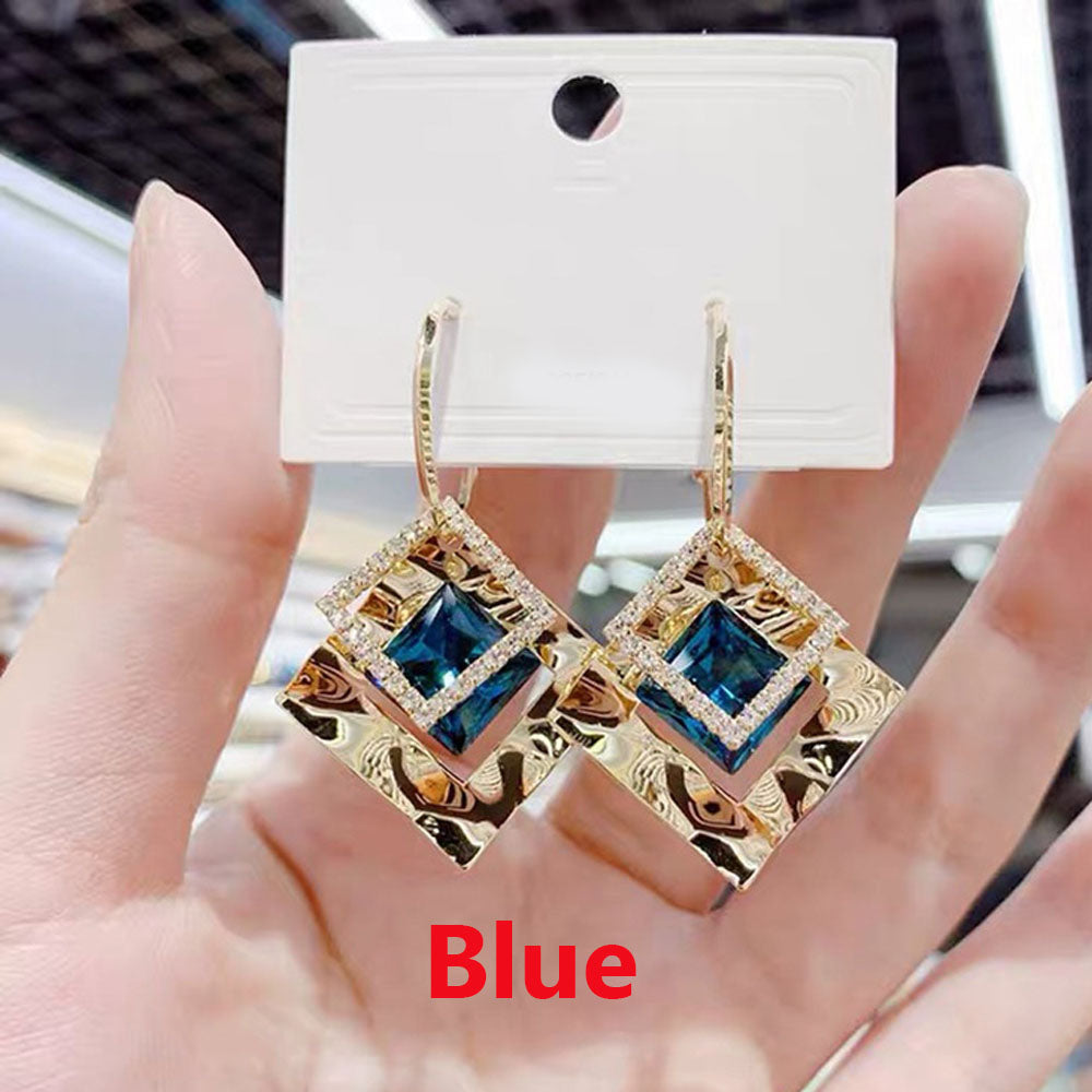 1 Pair Fashion Women Geometric Earrings Elegant Crystal Earrings Jewelry Accessories