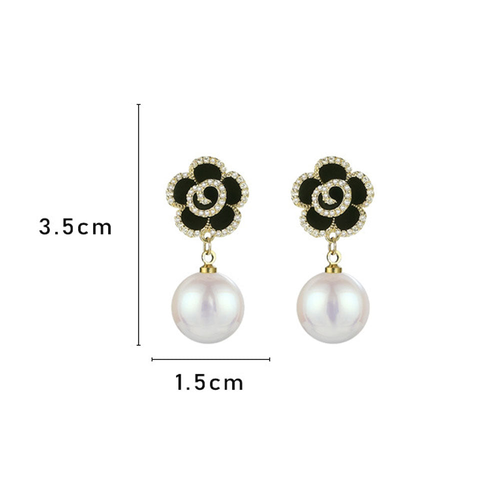 1 Pair Women Flower Pearls Earrings Fashion Elegant Drop Ear Stud Jewerly Accessories