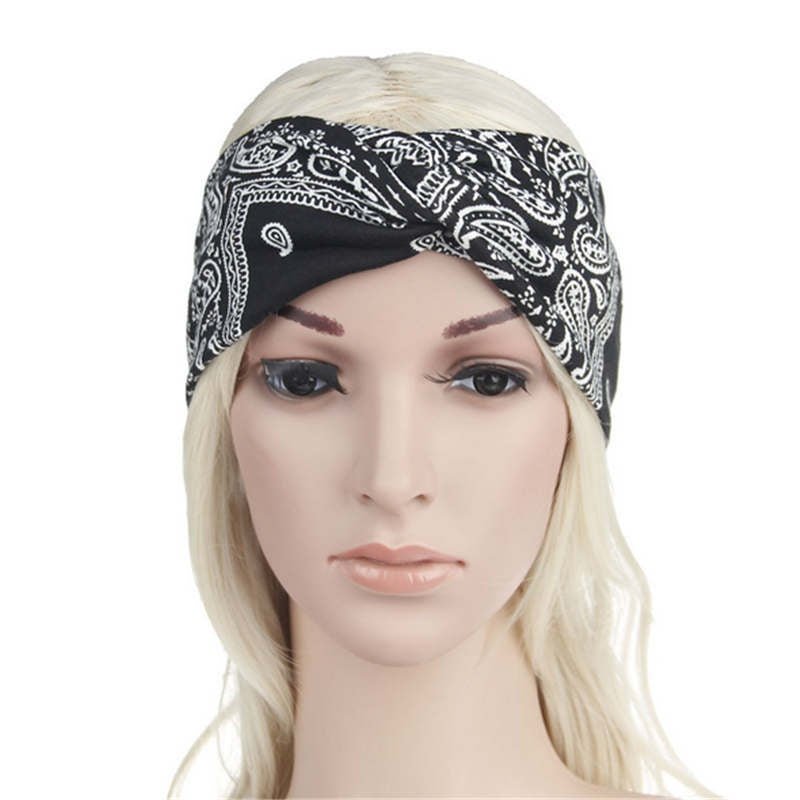 1 Pcs Women Fashion Print Headband Korean Style Elastic Hairband Hair Accessoriess