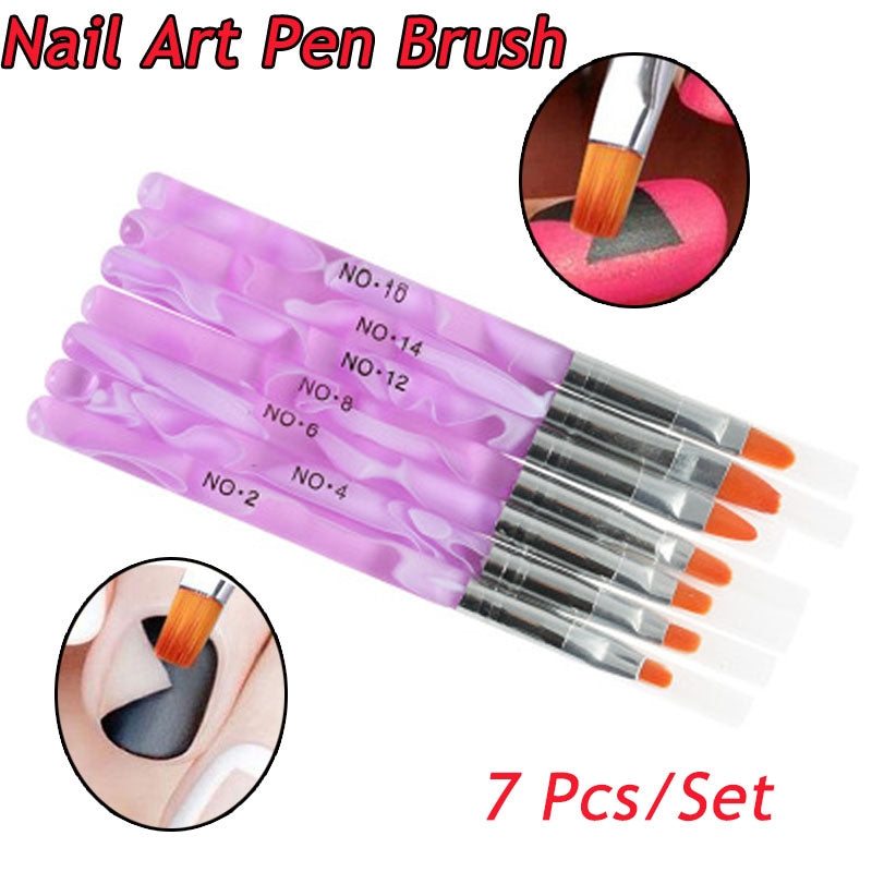 7 Pcs/set Nail Art Brush Pen Nail Polish Painting Brushes Phototherapy Pen Set Nail Art Accessories