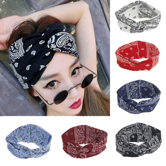 1 Pcs Women Fashion Print Headband Korean Style Elastic Hairband Hair Accessoriess