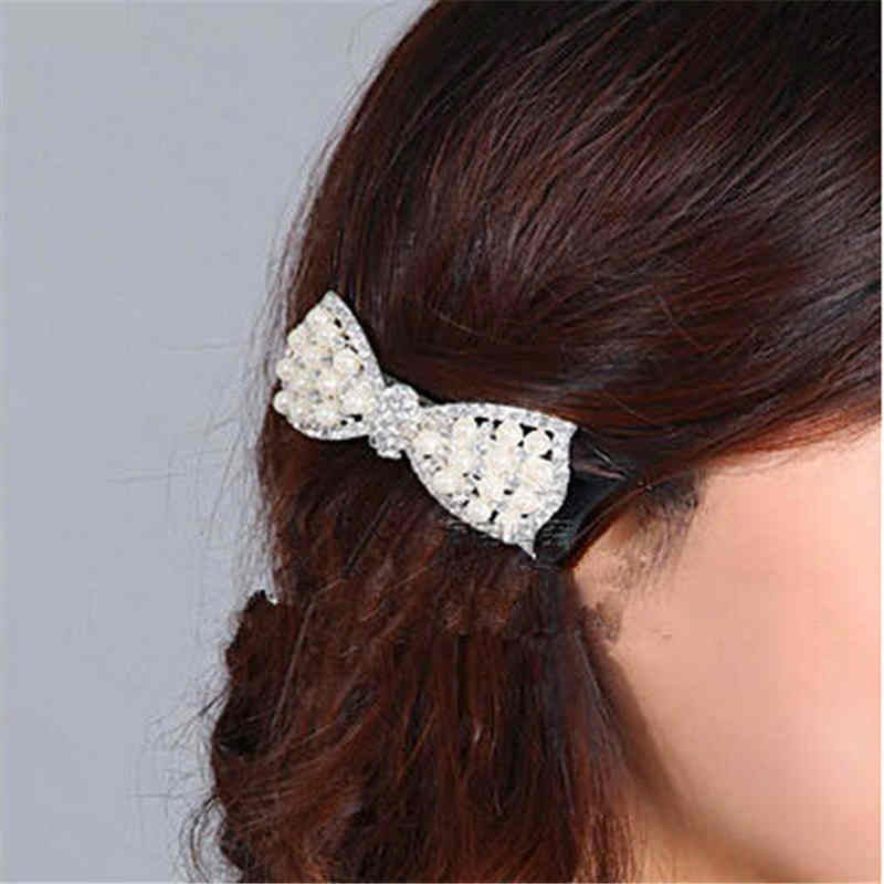 1 Pcs Fashion Women Girls Crystal Rhinestone Bow Hair Clip Beauty Hairpin Barrette Head Ornaments Hair Accessories