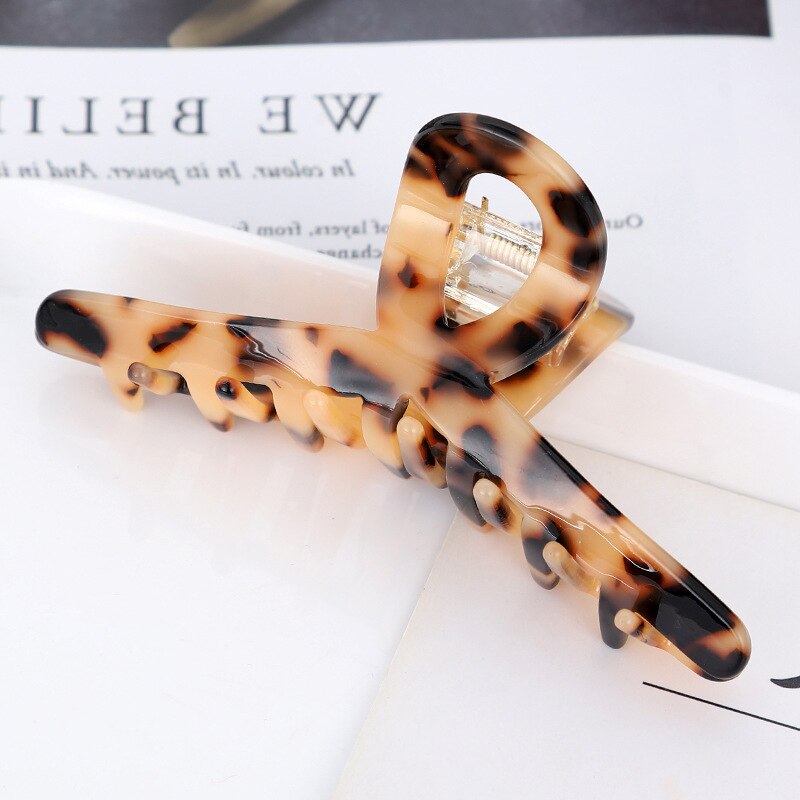 Leopard Print Hair Claws Geometric Hair Clamp Grab Hair Clips for Women