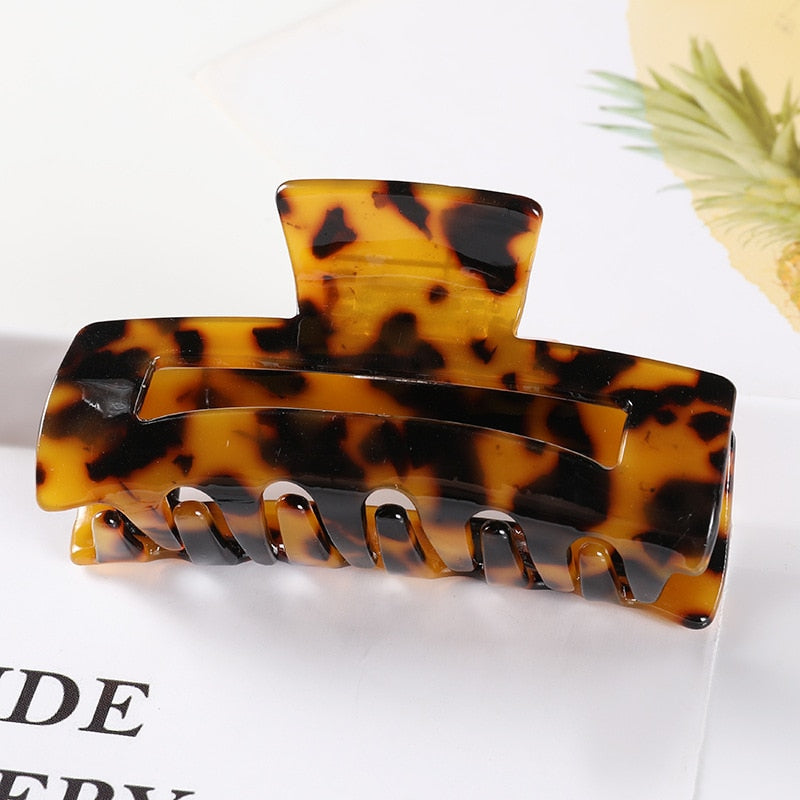 Leopard Print Hair Claws Geometric Hair Clamp Grab Hair Clips for Women