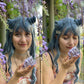 Long Water Wave Blue High Temperature Wigs for Women Synthetic Hair Wigs with Bangs