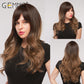 Long Water Wave Blue High Temperature Wigs for Women Synthetic Hair Wigs with Bangs