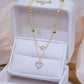 Gold Color Double Layer Heart Necklace Shining Bling AAA Zircon