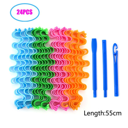 24PCS DIY Magic Hair Curler 25/30/45/50/55CM Portable Hairstyle Roller Sticks