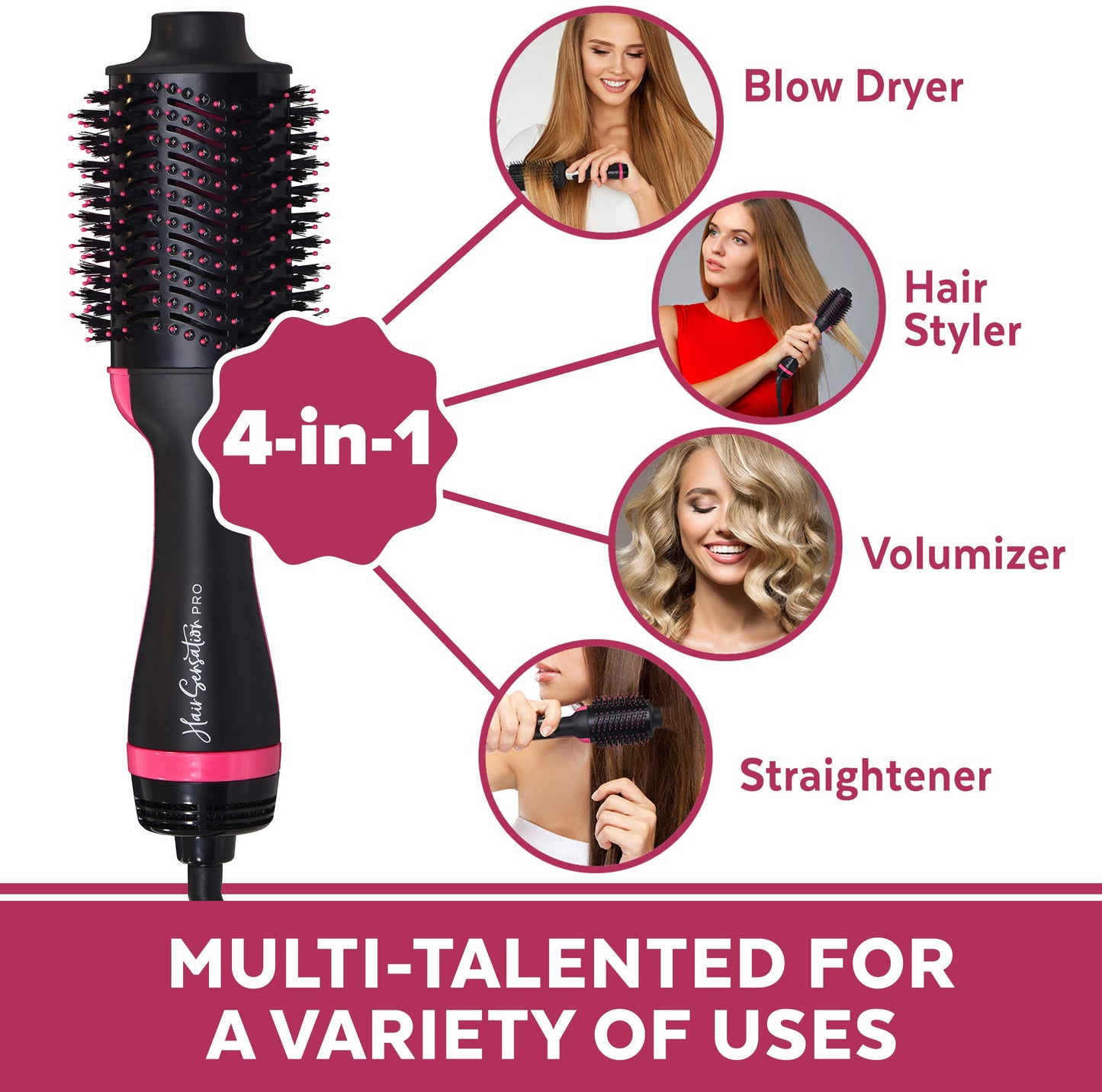 One Step Hair Dryer Electric Hot Air Brush Multifunctional Negative Dryer brush Hair Straightener Curler