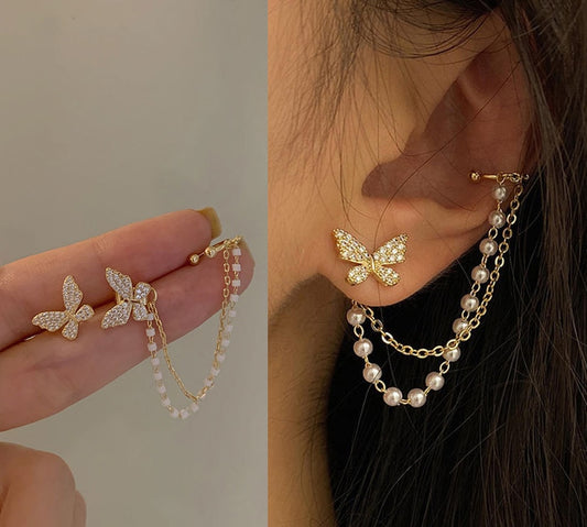 Elegant Cute Rhinestone Butterfly Stud Earrings For Women