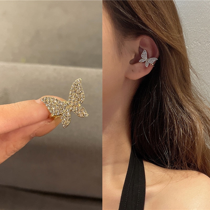 Elegant Cute Rhinestone Butterfly Stud Earrings For Women