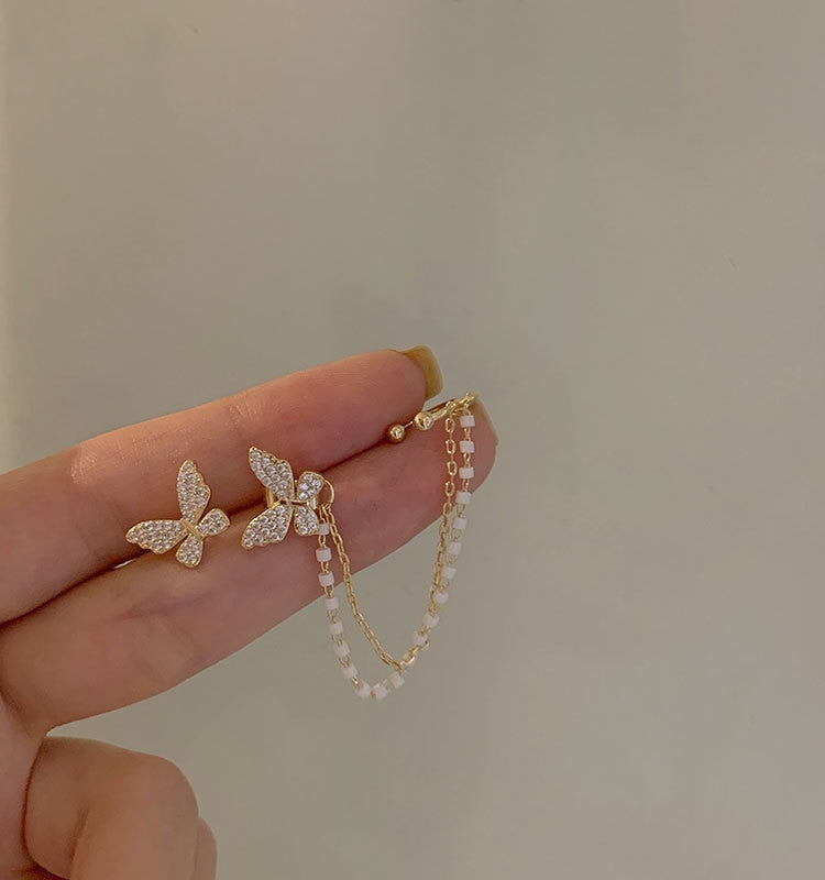 Elegant Cute Rhinestone Butterfly Stud Earrings For Women