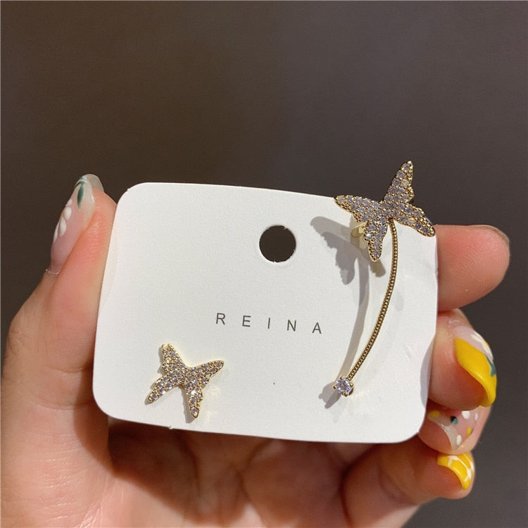 Elegant Cute Rhinestone Butterfly Stud Earrings For Women