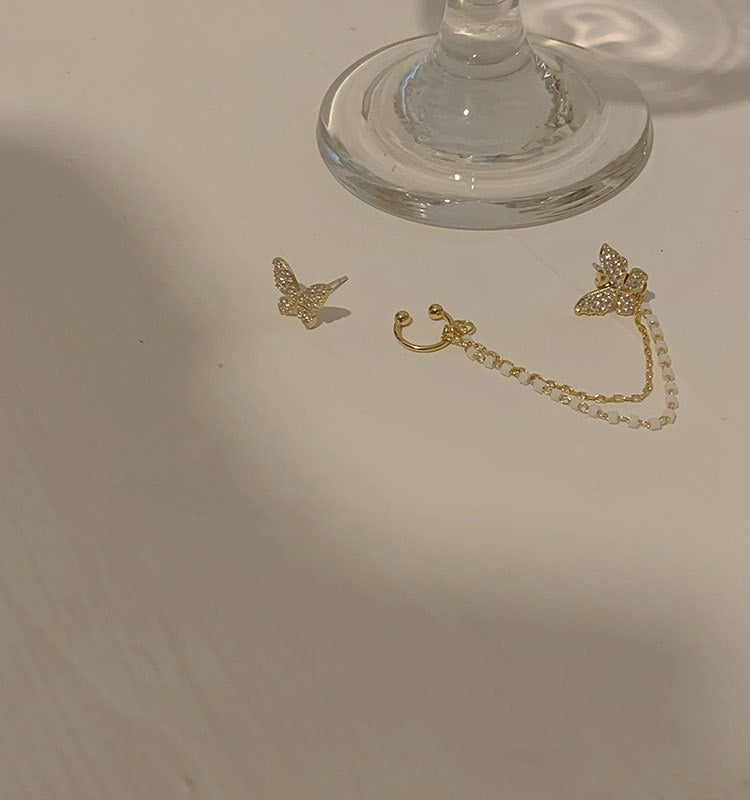 Elegant Cute Rhinestone Butterfly Stud Earrings For Women