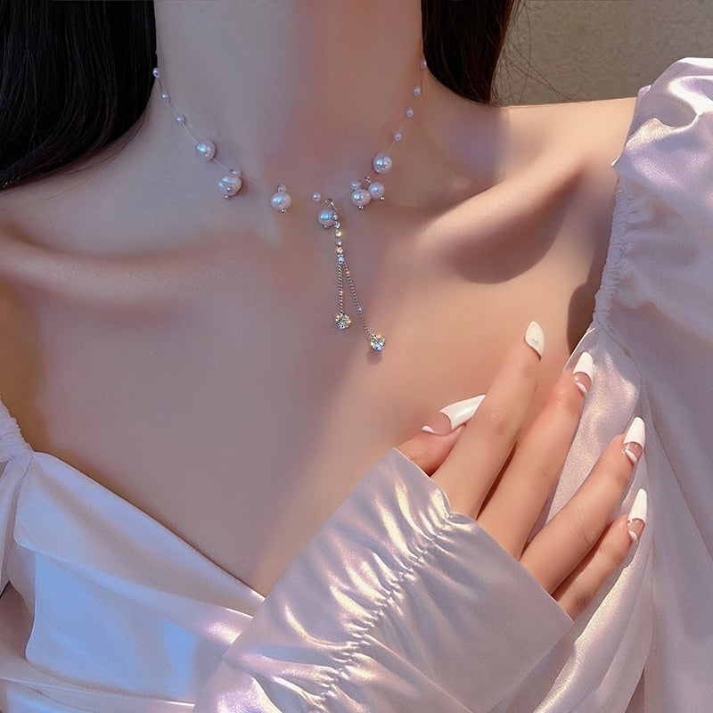 Korean Elegant Pearl Beads Necklace For Women