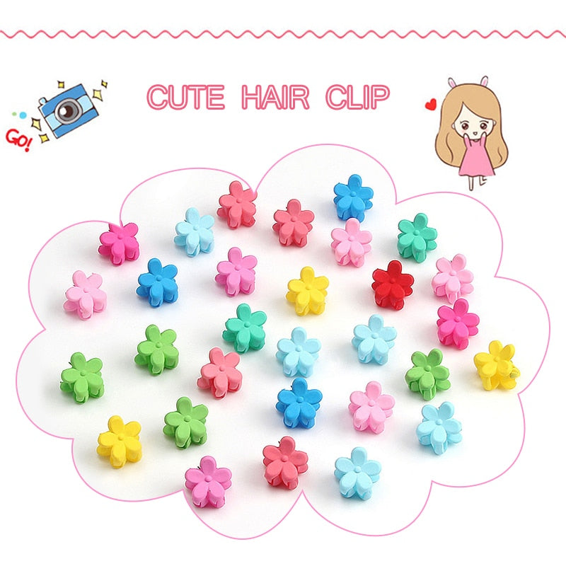 Mini Cute Candy Color Small Hair Clips Flower Doudou Plastic Hairpins
